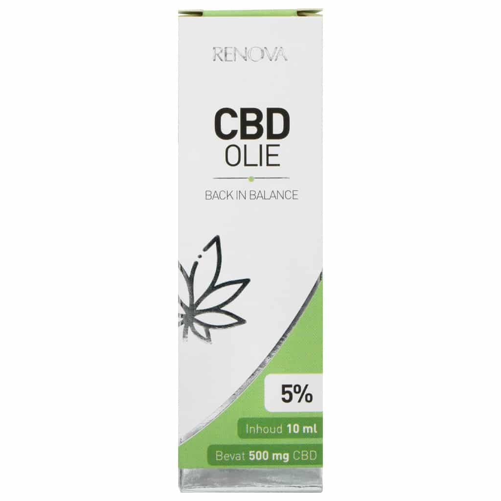 Een tube Renova - CBD olie 5% (10ml) op een witte achtergrond. miniatuur