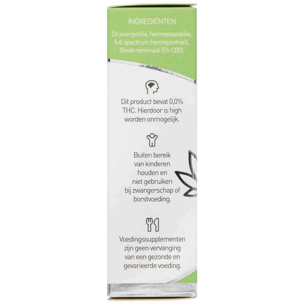 Een flesje Renova - CBD olie 5% (10ml) op een witte achtergrond. miniatuur