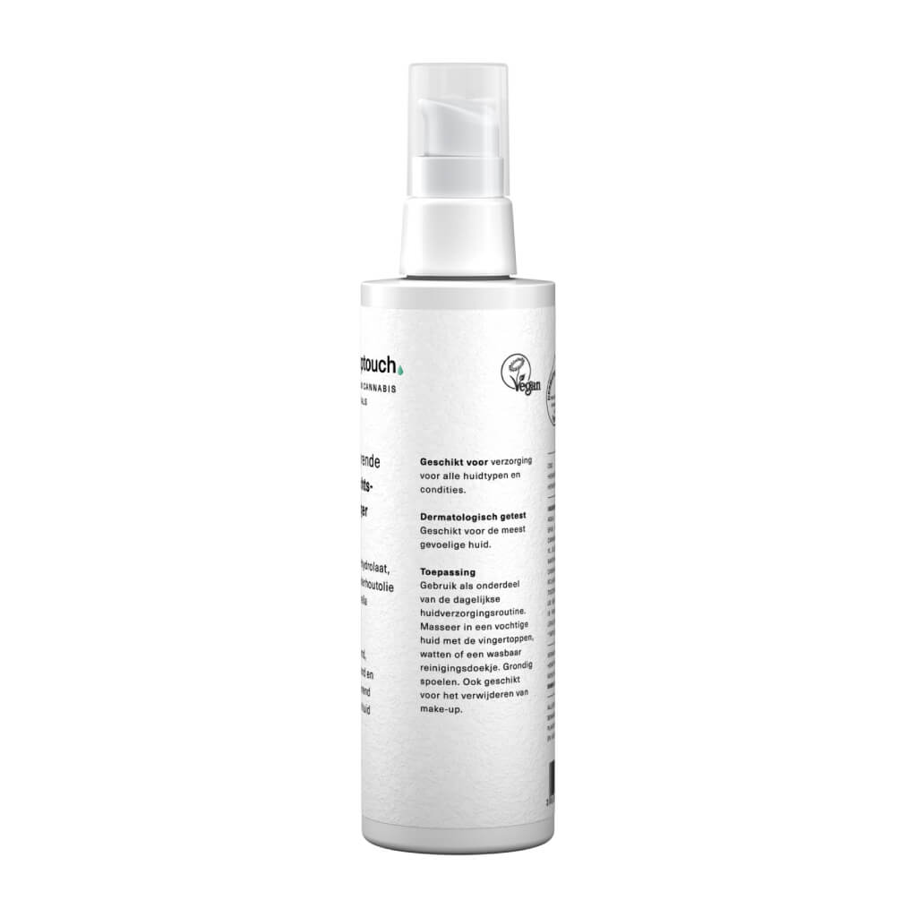 Een flesje Zuiverende gezichtsreiniger van Hemptouch (100ml) op een witte achtergrond. miniatuur