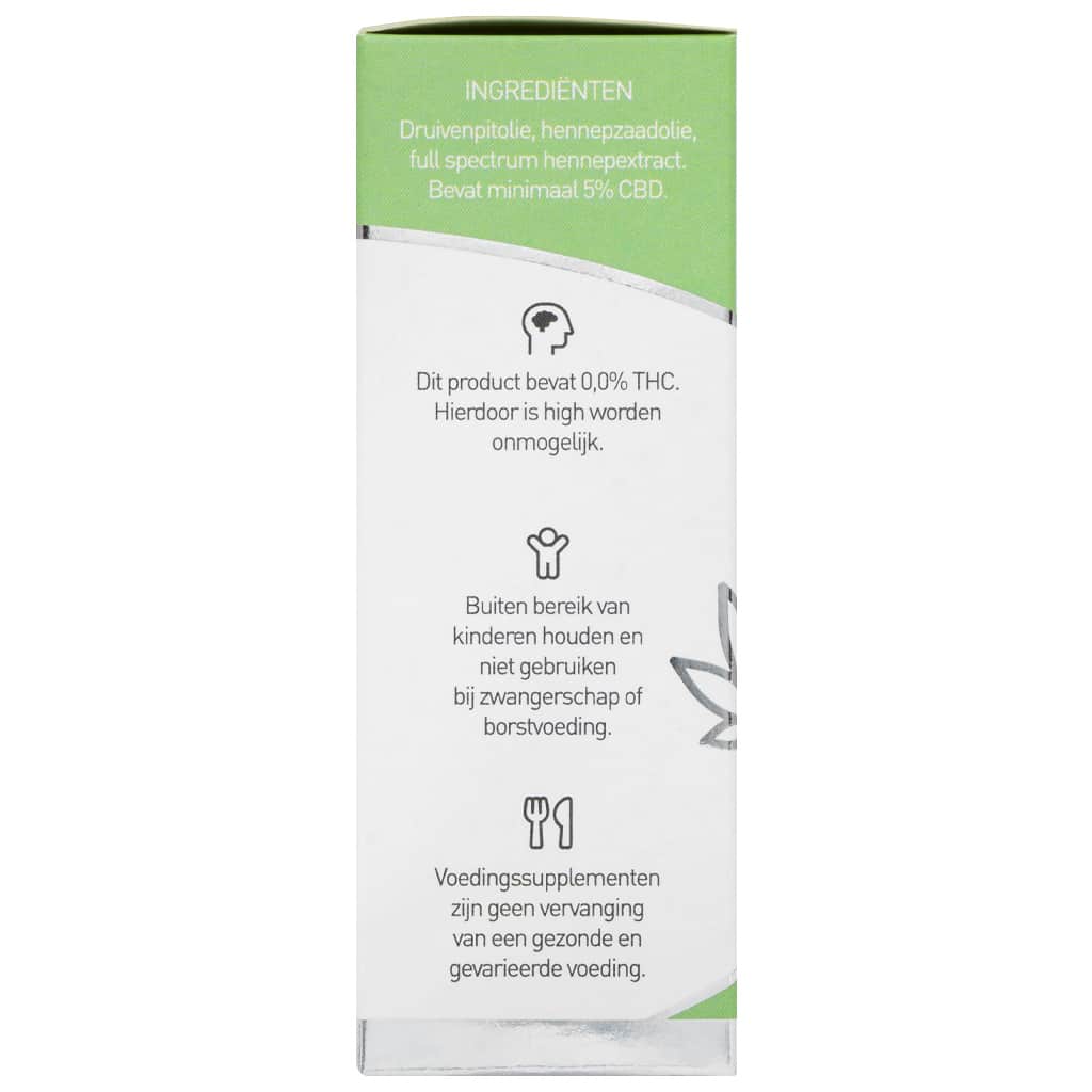 Een flesje Renova - CBD olie 5% (30ml) op een witte achtergrond. miniatuur