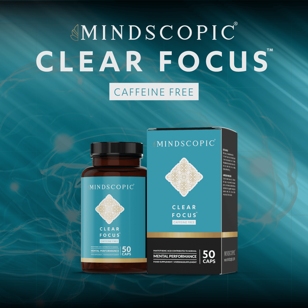 een fles clear focus koffie naast een doos. miniatuur