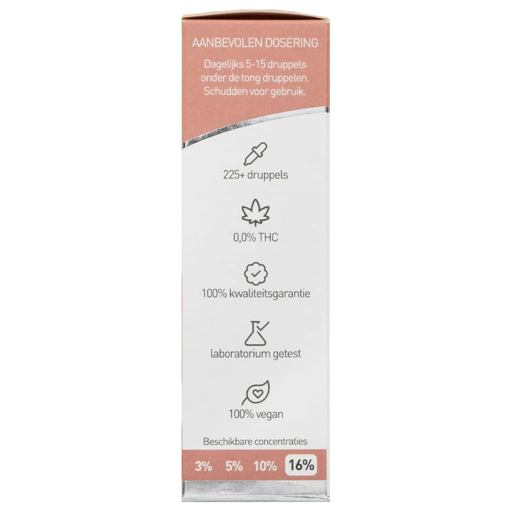 Een flesje Renova - CBD olie 16% (10ml) op een witte achtergrond. miniatuur
