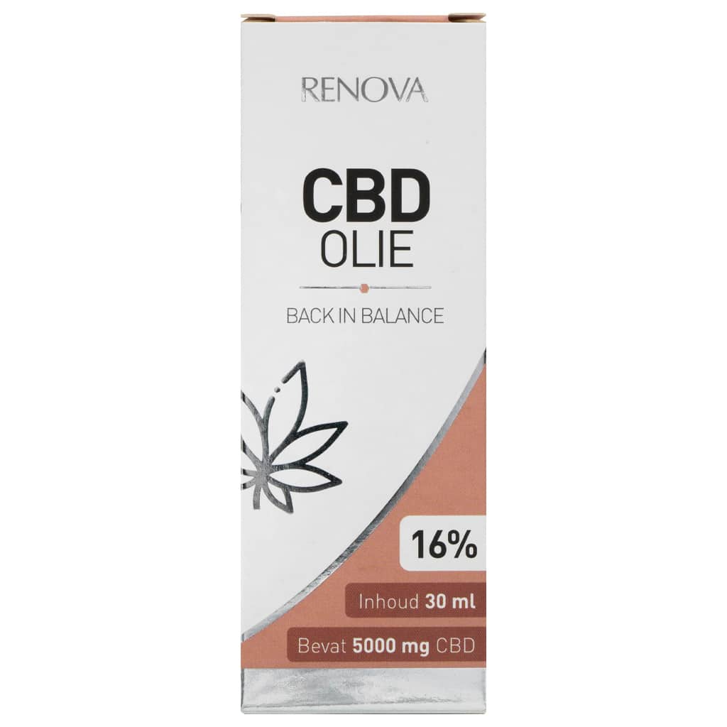 Een fles Renova - CBD olie 16% (30ml) op een witte achtergrond. miniatuur
