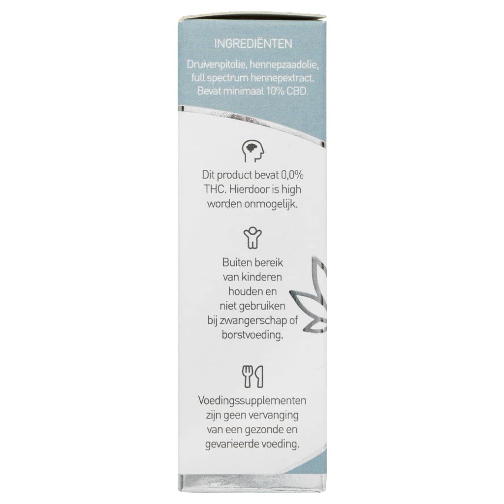 een flesje Renova - CBD olie 10% (10ml) op een witte achtergrond. miniatuur