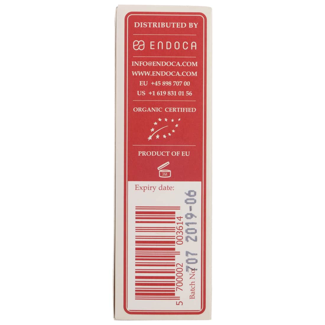 een rood en wit label op een witte achtergrond voor Endoca - CBD Olie 15% (10ml). miniatuur