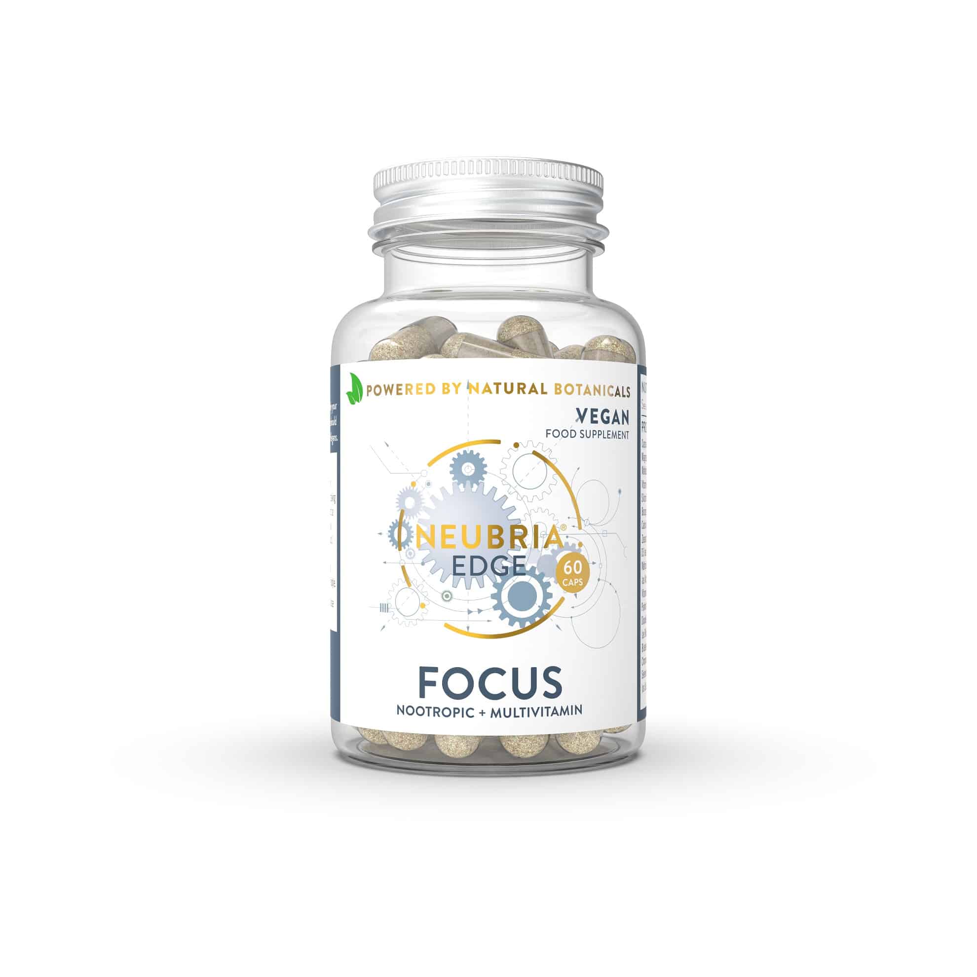 Een glazen pot gevuld met Neubria - Performance Edge Capsules (60 stuks) - THT DATUM 31-08-2023. miniatuur