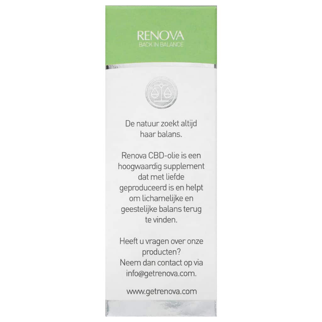 Een flesje Renova - CBD olie 5% (30ml) - rustend op een witte achtergrond. miniatuur