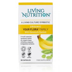Gefermenteerd biologisch supplement voor een gezonde darmflora met banaan en baobab