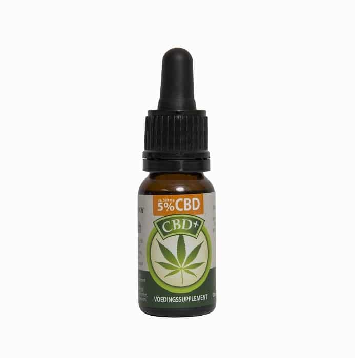 Een fles Jacob Hooy - CBD olie 5% (10ml) op een witte achtergrond. miniatuur