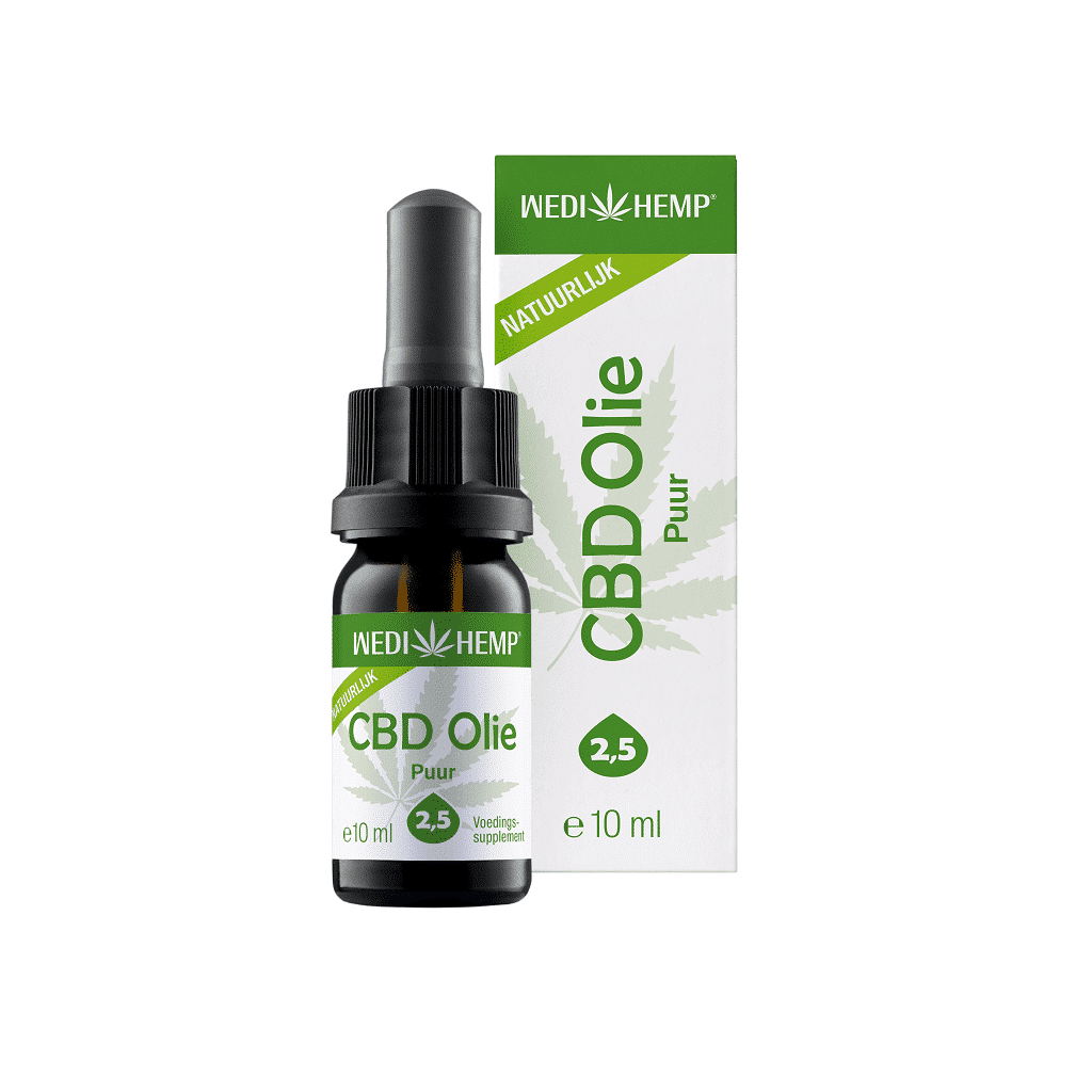 Wedihemp - CBD olie 2,5% PUUR (10ml) — verpakking van Wedihemp